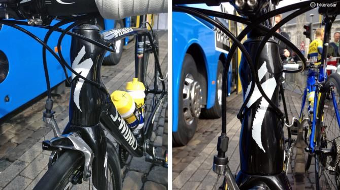 The top tube and down tube once again 'wrap around' the tapered head tube for additional front-end stiffness. It's unclear exactly what diameter is used for the base of the steerer tube but Specialized is apparently sticking with traditional front and rear brake calipers