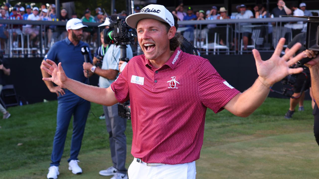 Cameron Smith celebrates after winning the LIV Golf Invitational Chicago event at Rich Harvest Farms