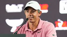 Rory McIlroy talks to the media 