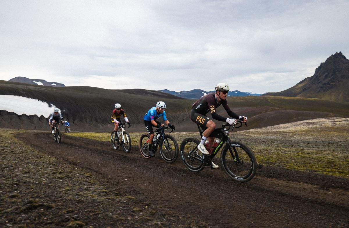 Leaders in the elite men's 200km race