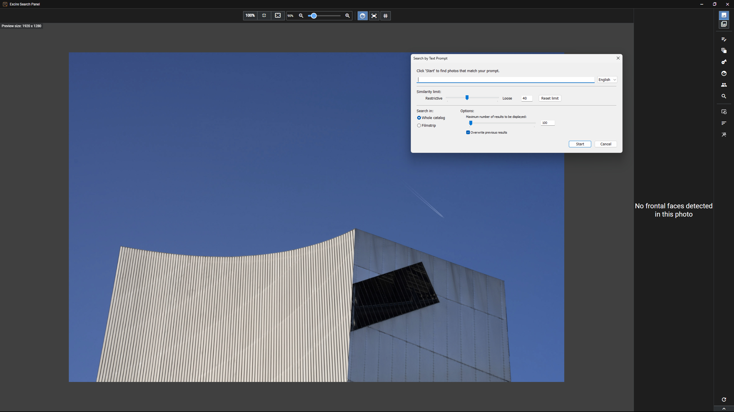 Excire Search 2026 interface