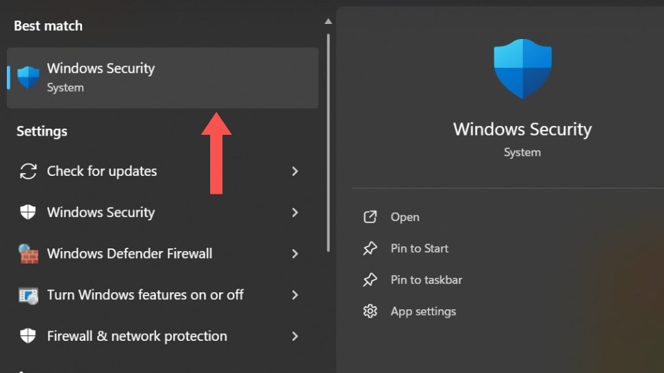 How to open Windows Security