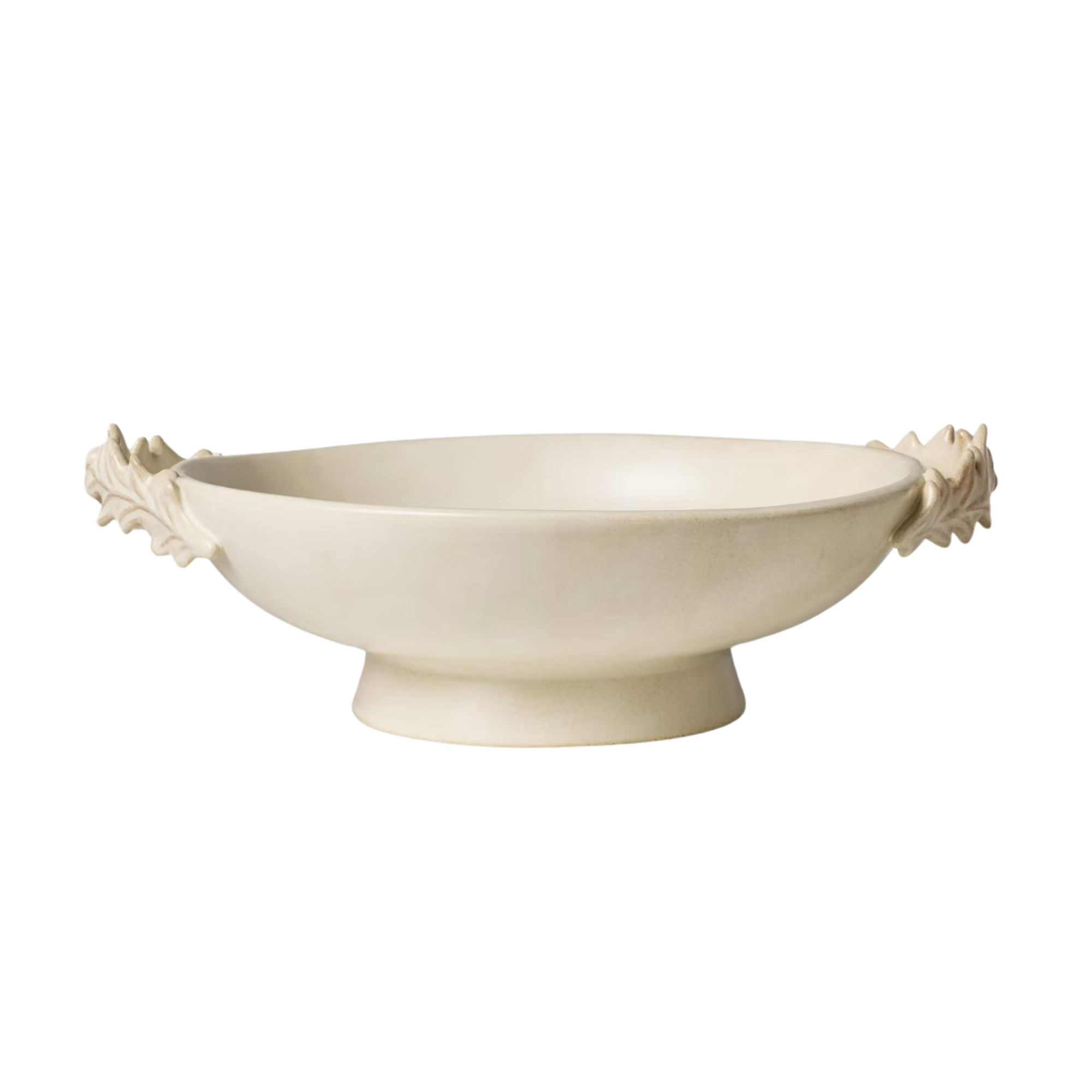 a cream bowl with floral handles