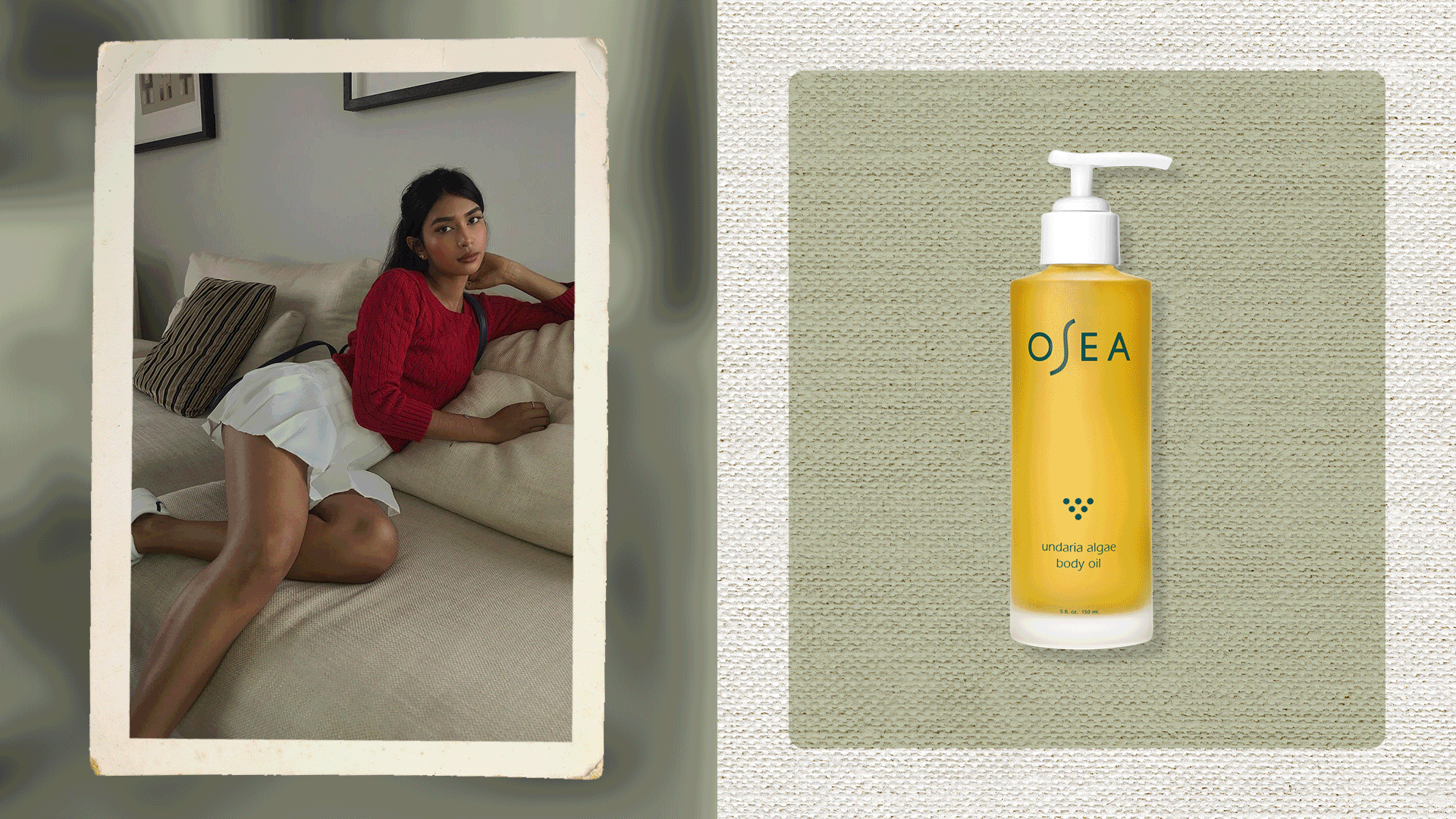 A GIF of content creators next to a GIF of the best body oils.