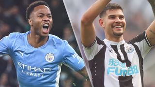 Raheem Sterling of Manchester City and Bruno Guimaraes of Newcastle United could both feature in the Manchester City vs Newcastle live stream