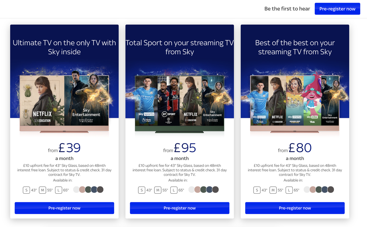 Sky Glass TV preorder how to preregister for the Sky television sets