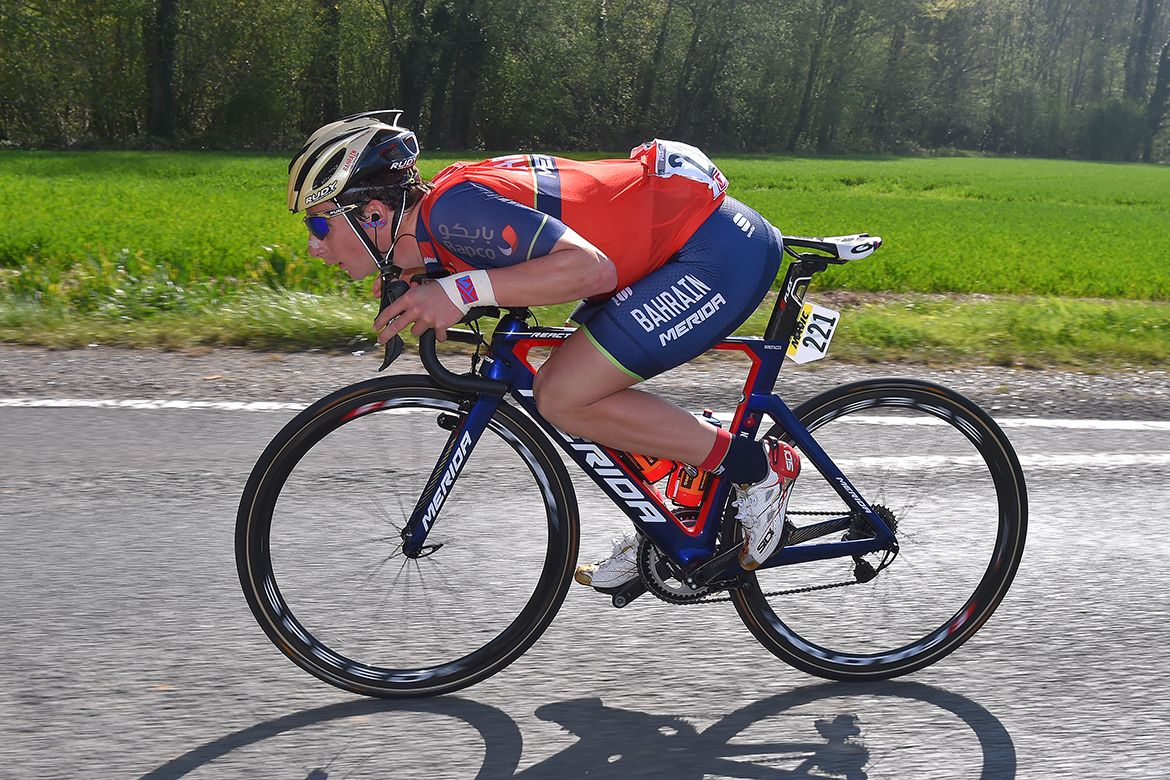 Niccol&ograve; Bonifazio getting aero at Paris-Roubaix