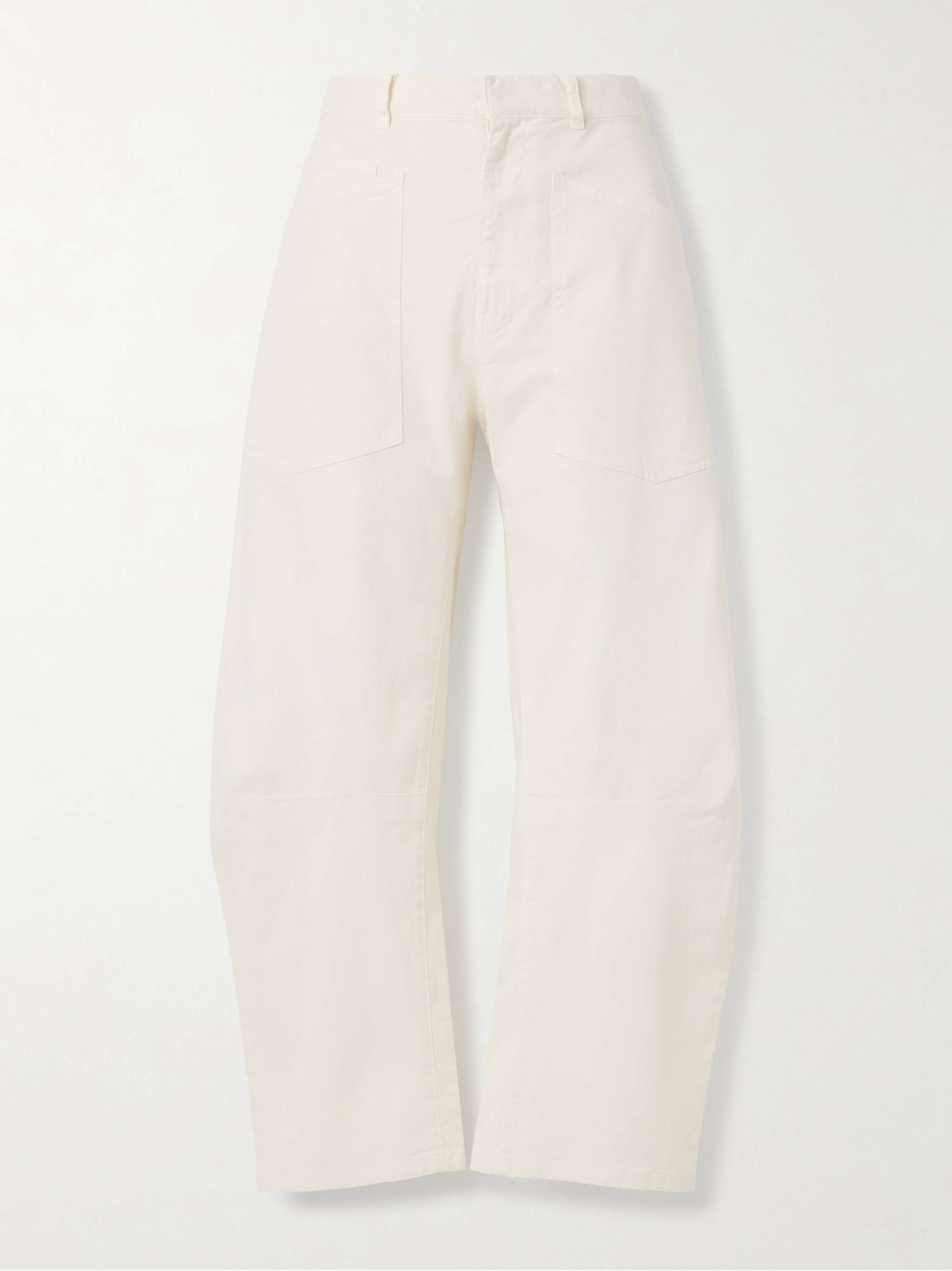 Shon Cotton-Blend Twill Barrel-Leg Pants