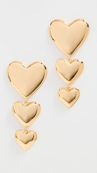 Triple Graduated Heart Drop Stud Earrings