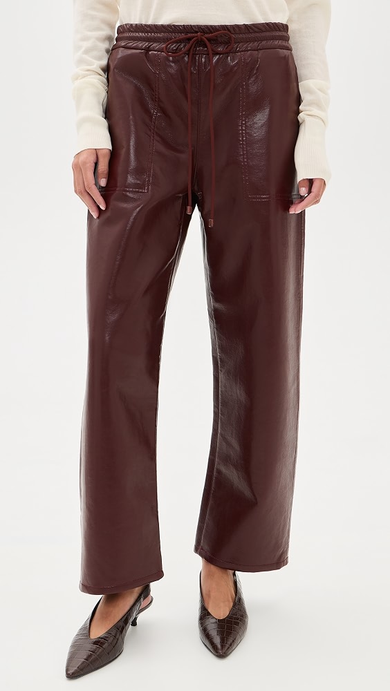 Rework Faux Leather Pull on Pants - Burgundy