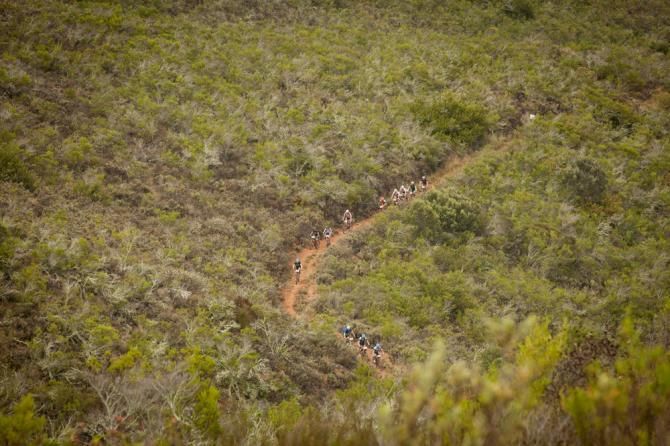 Riders in action during Cape Epic stage 1 between Robertson and Arabella Wines
