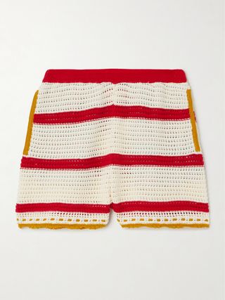 + Orlebar Brown Salt 'n' Vinegar Striped Crocheted Cotton Shorts