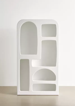 Contemporary tall bookshelf in white.