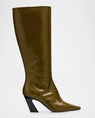 Lewis Croco Knee Boots