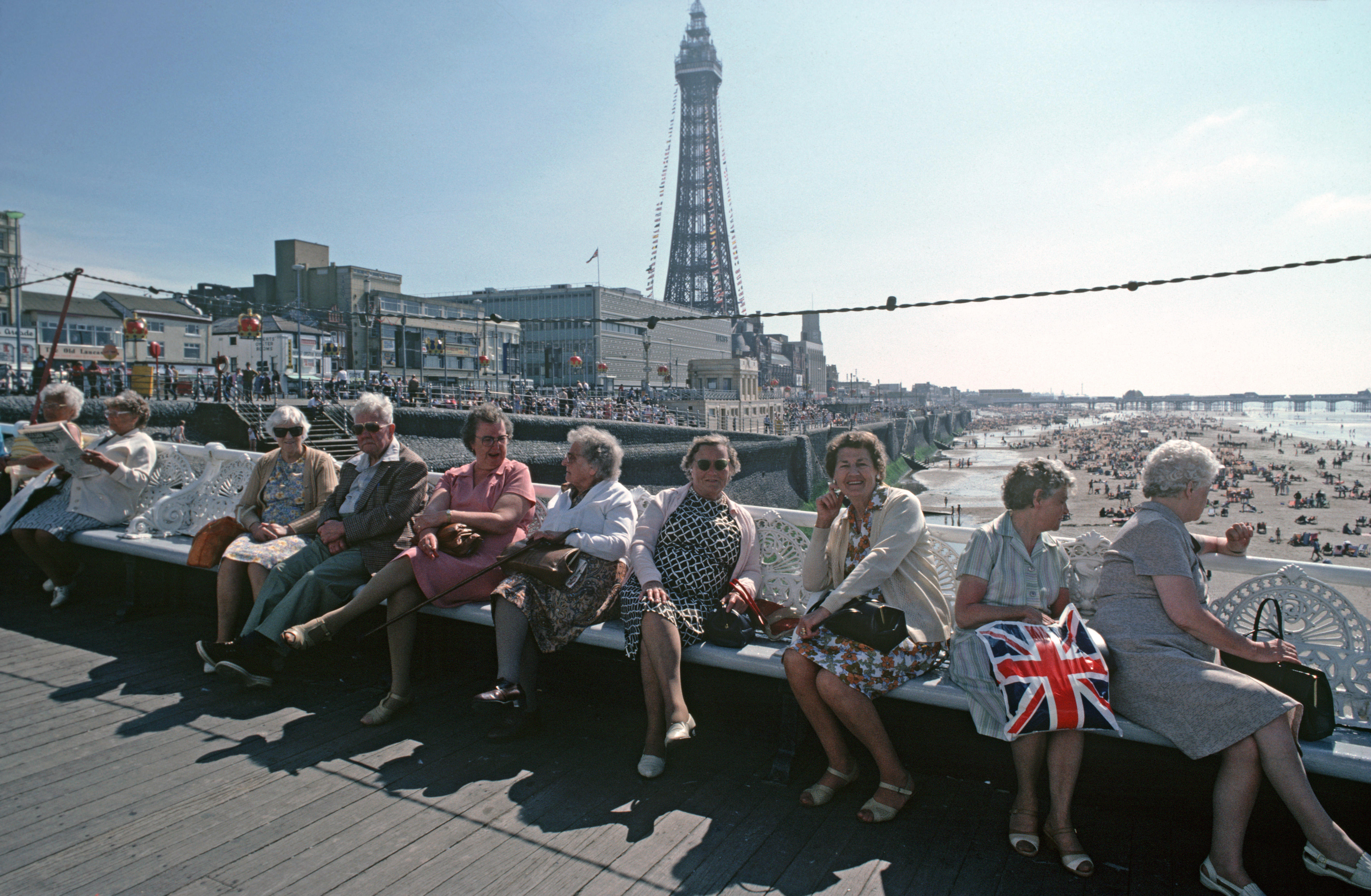 Holiday makers at Blackpool, British seaside town, Lancashire, England, United Kingdom. Image shot 1981. Exact date unknown.