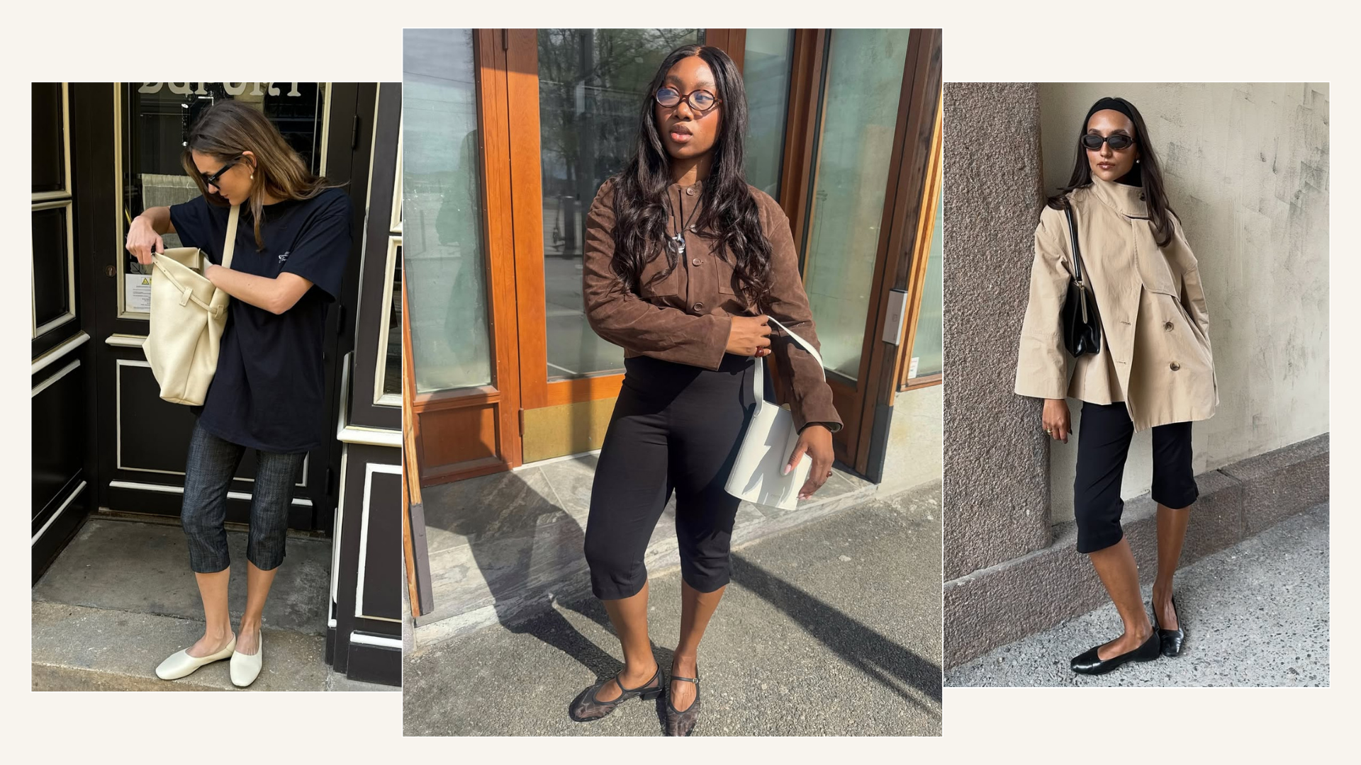 Three ways to wear capris and ballet flats