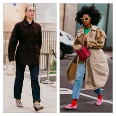Two images of the street-style looks from london fashion week.