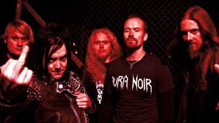 Black metal supergroup Scum posing for a photograph