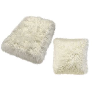 white faux fur cushions