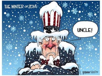Editorial cartoon winter weather uncle