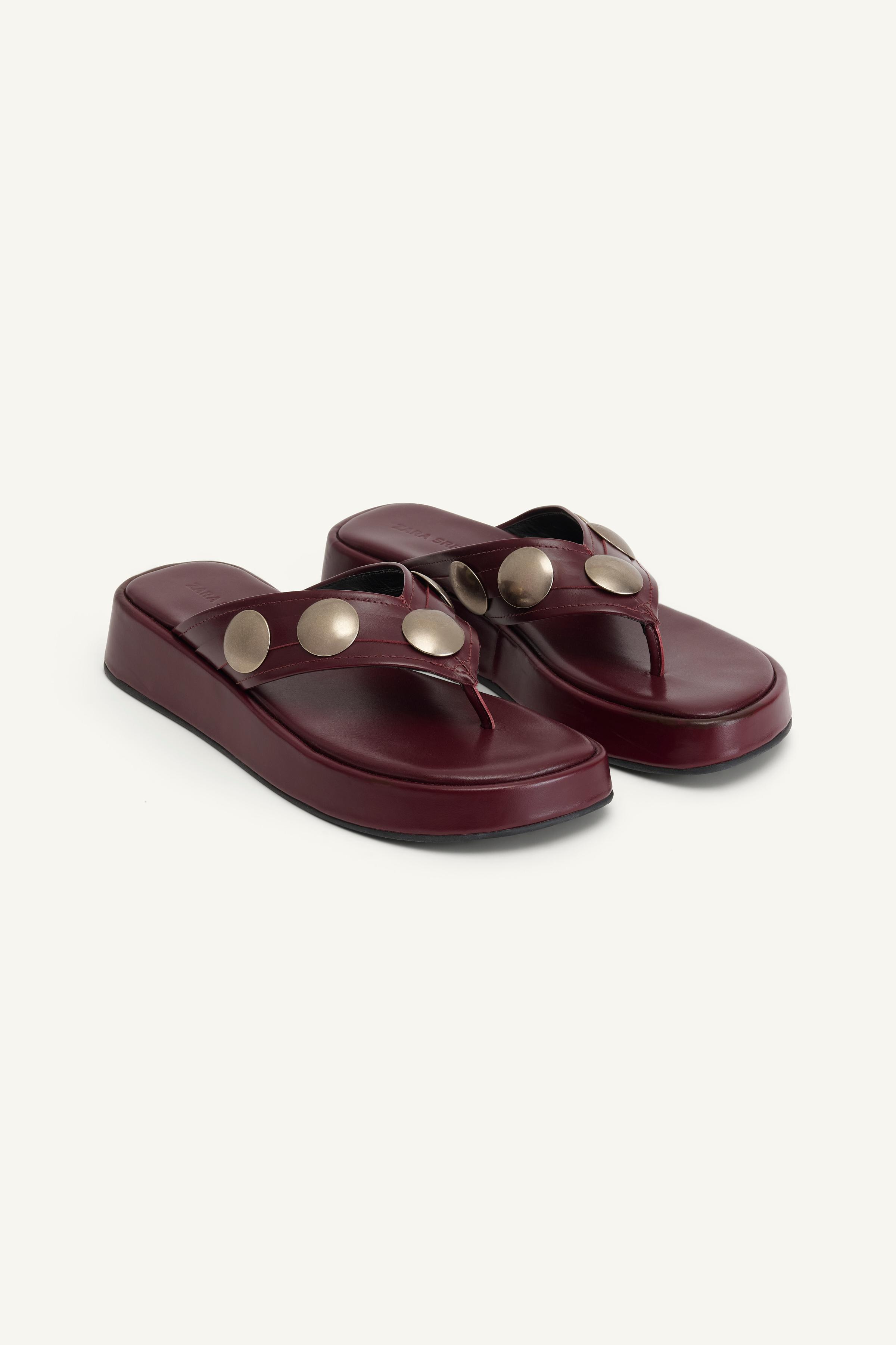 Thong Leather Studded Sandals 14