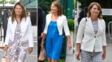 Composite of Carole Middleton at Wimbledon in 2022, 2013 and 2017
