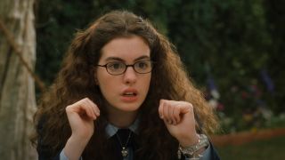 Anne Hathaway as Mia finding out she's a princess in The Princess Diaries. 