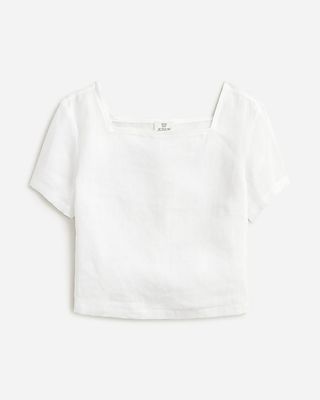 Maryam Nassir Zadeh X J.crew Sheer Squareneck Top in Ramie