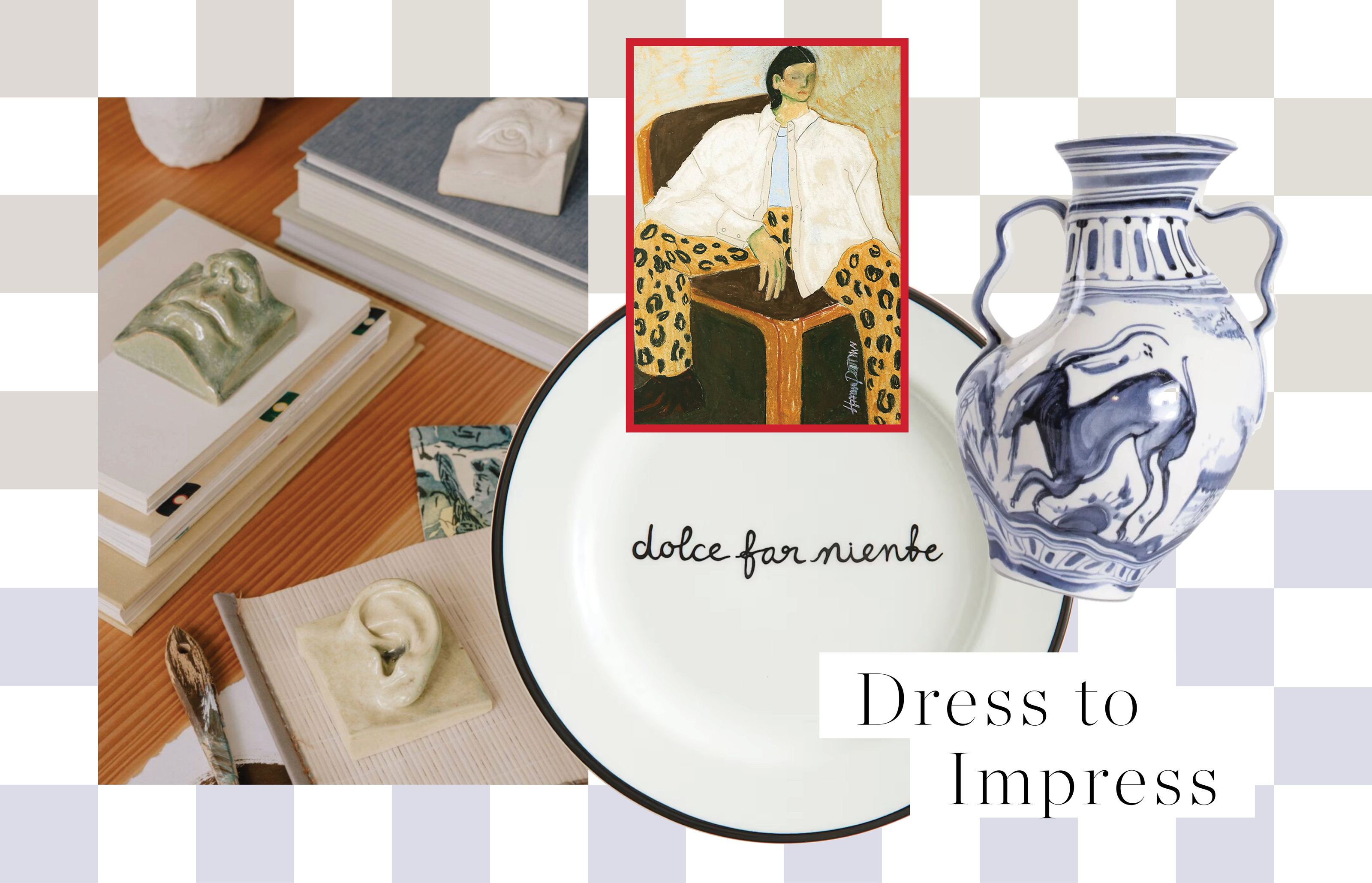 decor cut outs on a checkered background