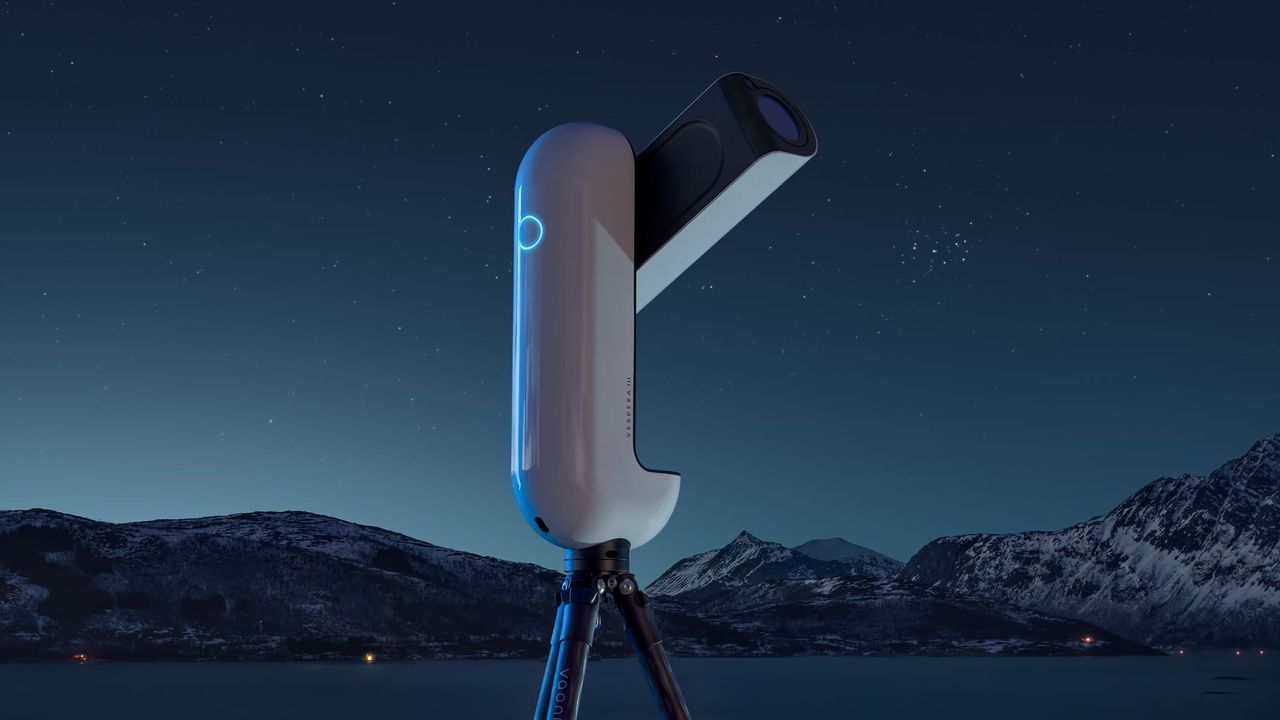 The Vaonis Vespera III against a starry mountain backdrop.