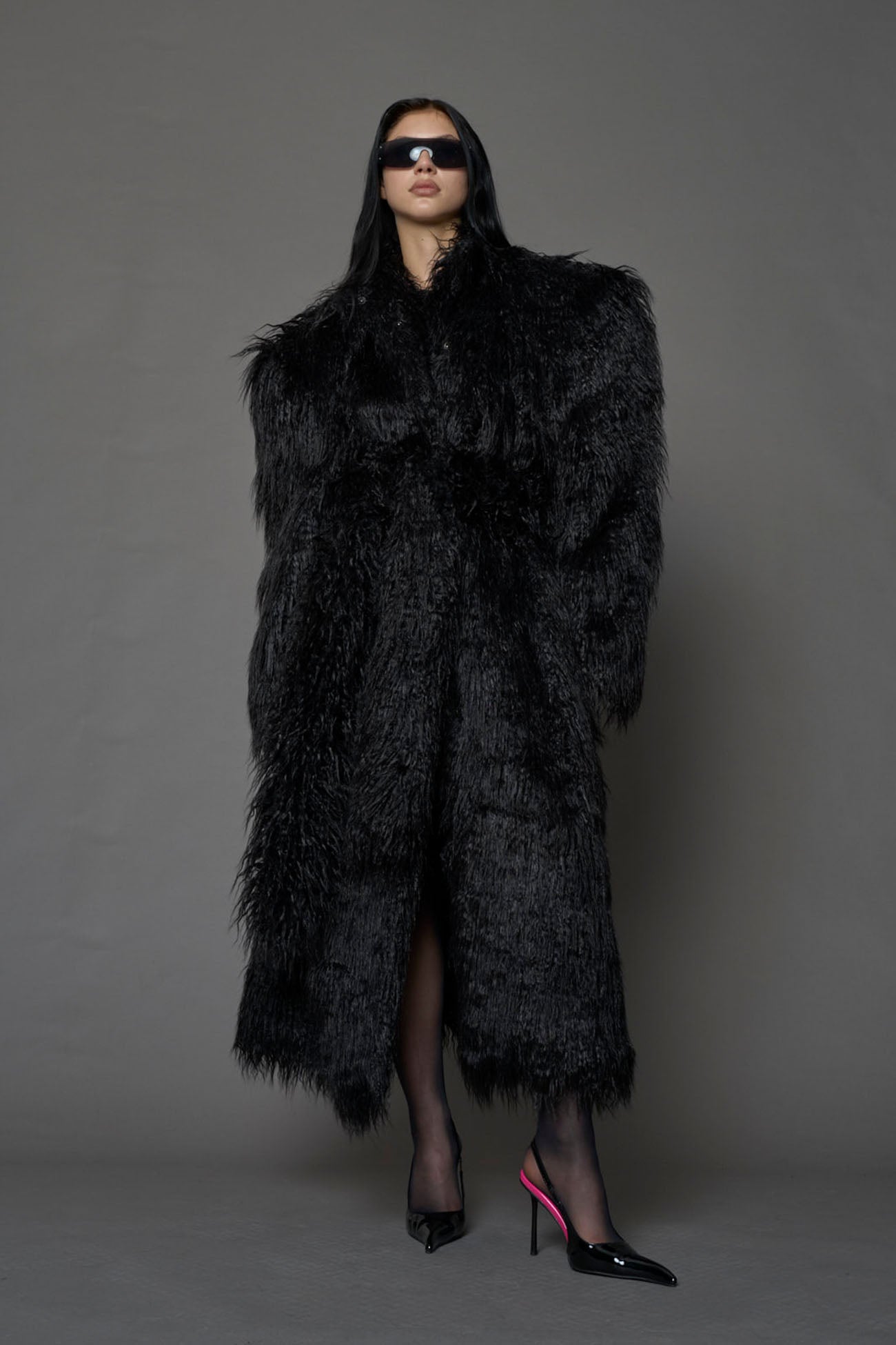 Midnight Faux Fur Coat