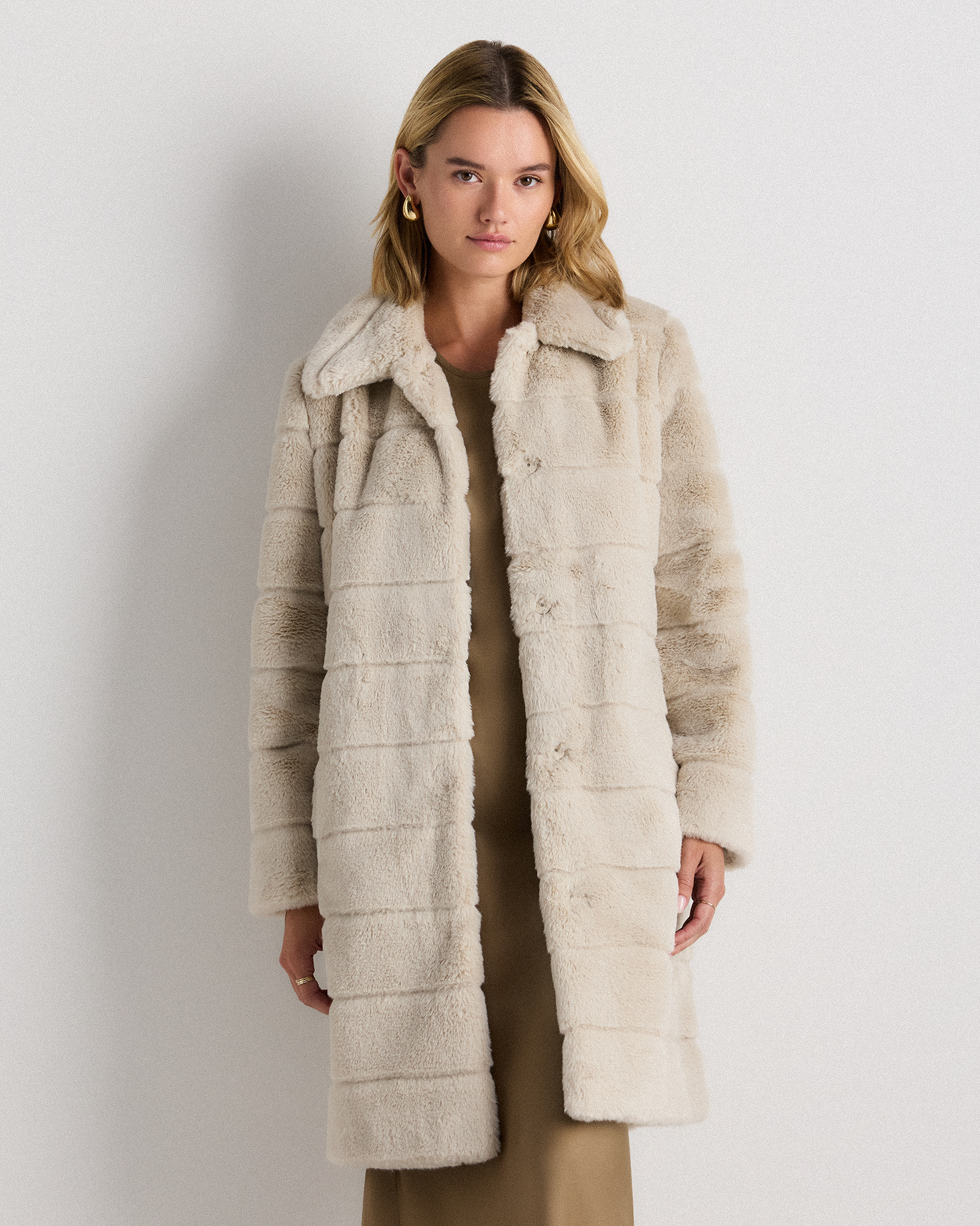 Faux Fur Long Coat in Coffee Bean Brown
