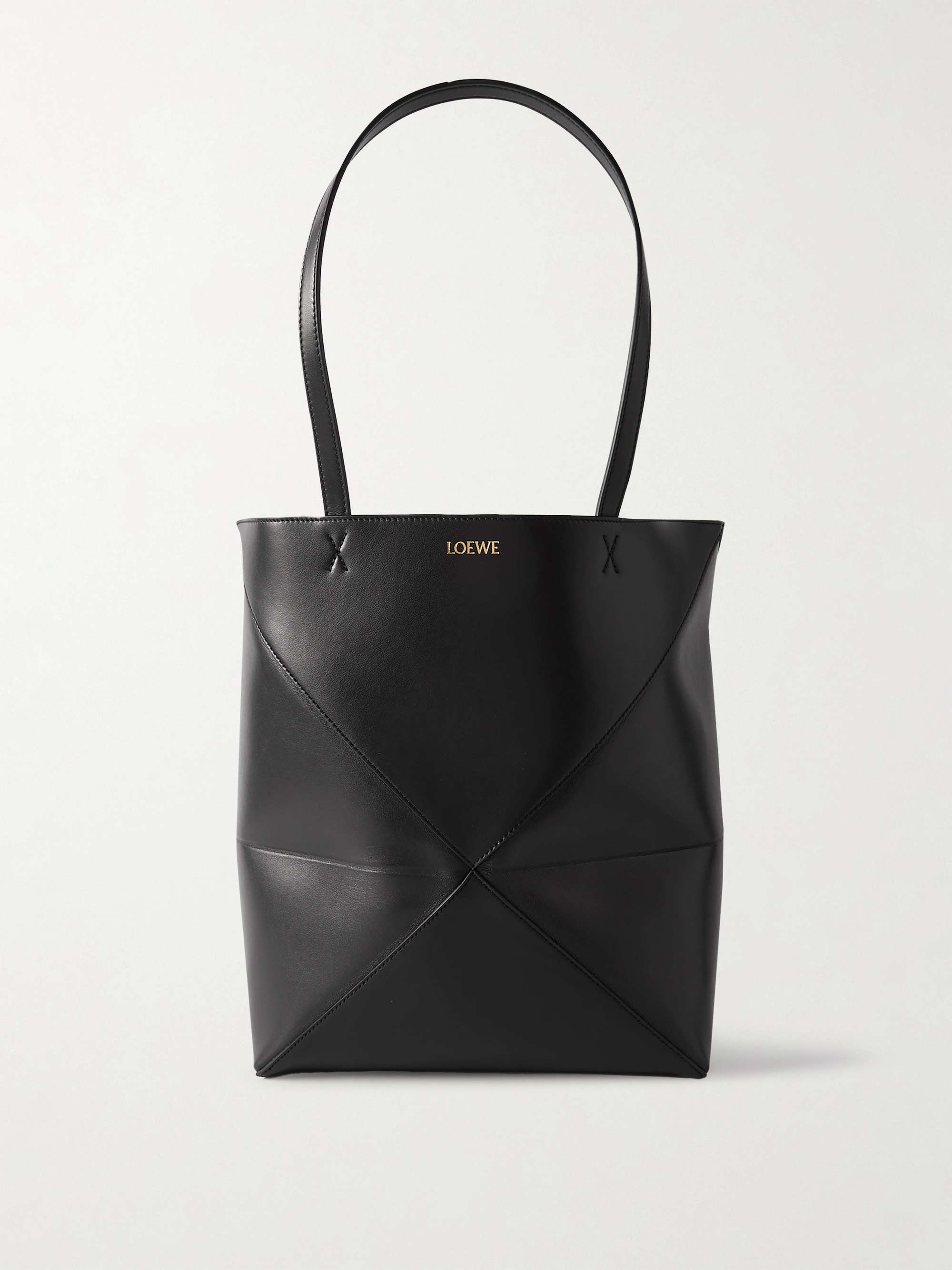Puzzle Fold Convertible Medium Leather Tote