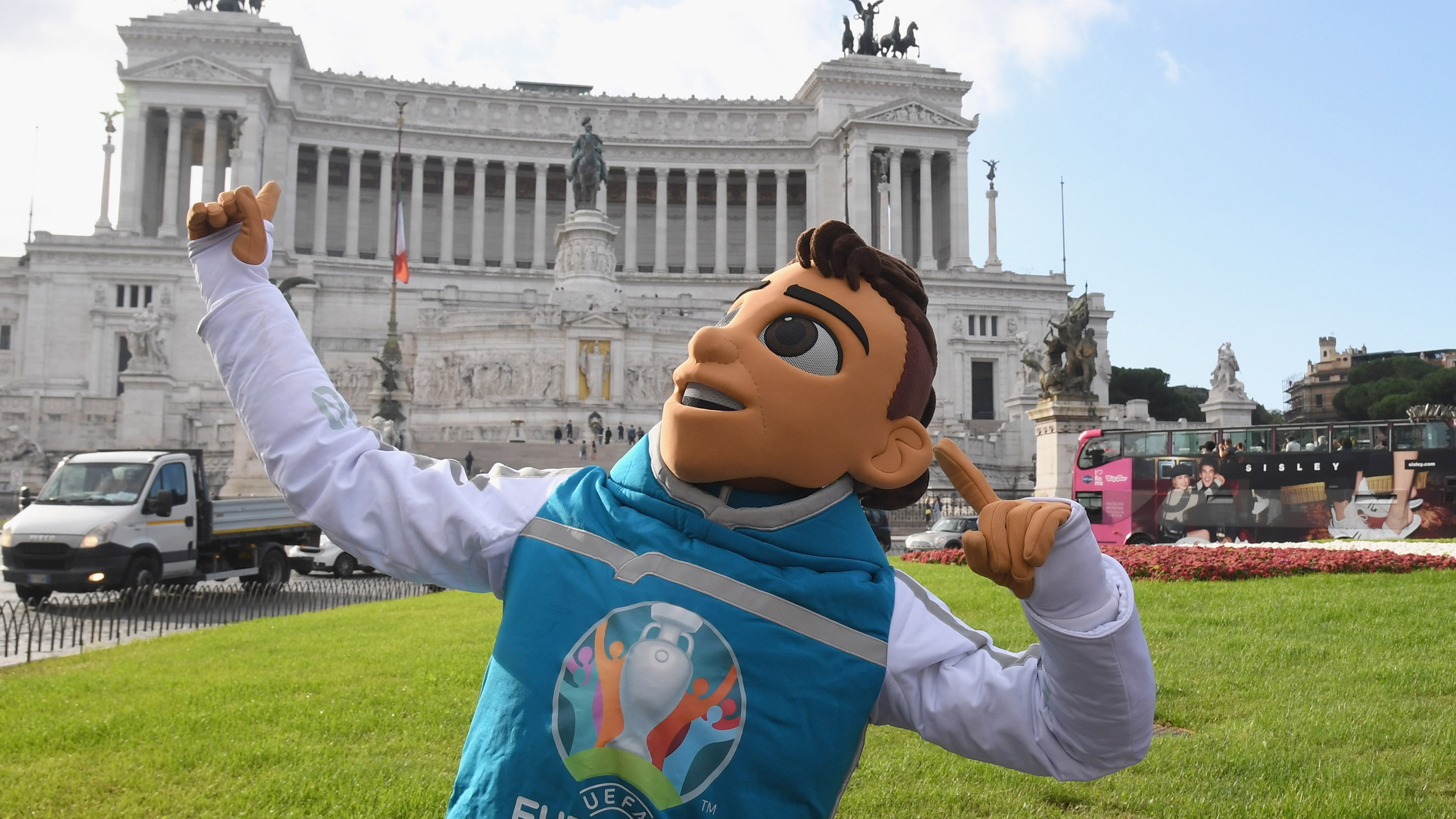 Euro 2020 live stream — the Euro 2020 mascot Skillzy in Rome