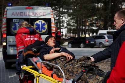 Wounded Ukrainian soldier