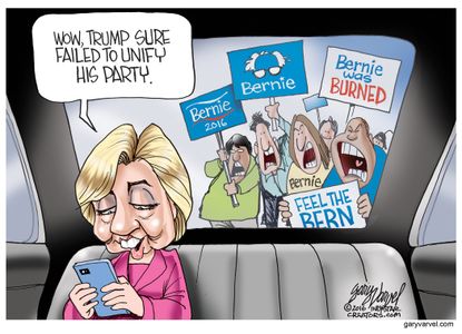 Political cartoon U.S. Hillary Clinton Donald Trump party unity