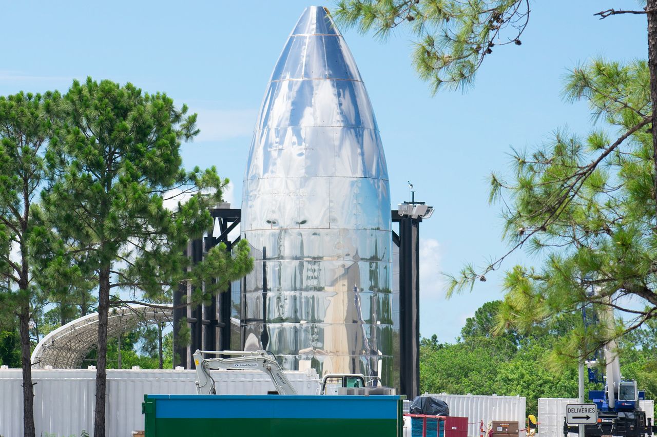 SpaceX's Starship is under construction at a Florida steel site.