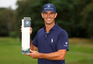 Billy Horschel holds the BMW PGA Championship trophy