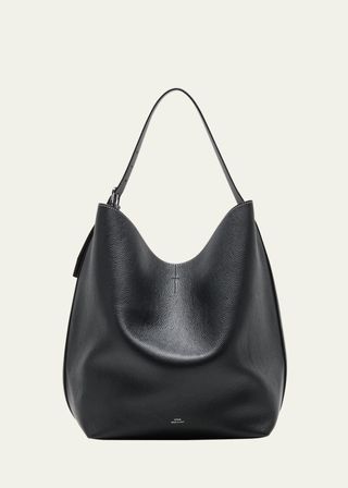 Belted Leather Tote Bag