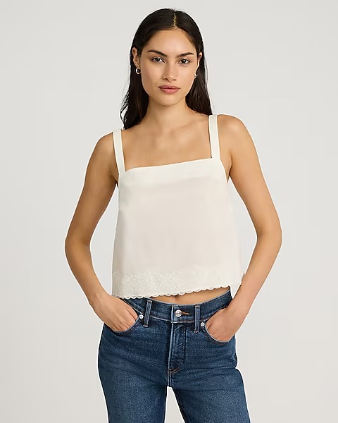 express, Lace Trim Square Neck Tank