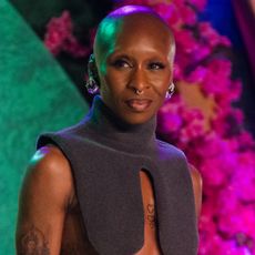 Cynthia Erivo attended the Wicked: For Good premiere in Brazil wearing a structural, drop-waist skirt set from Jean Paul Gaultier