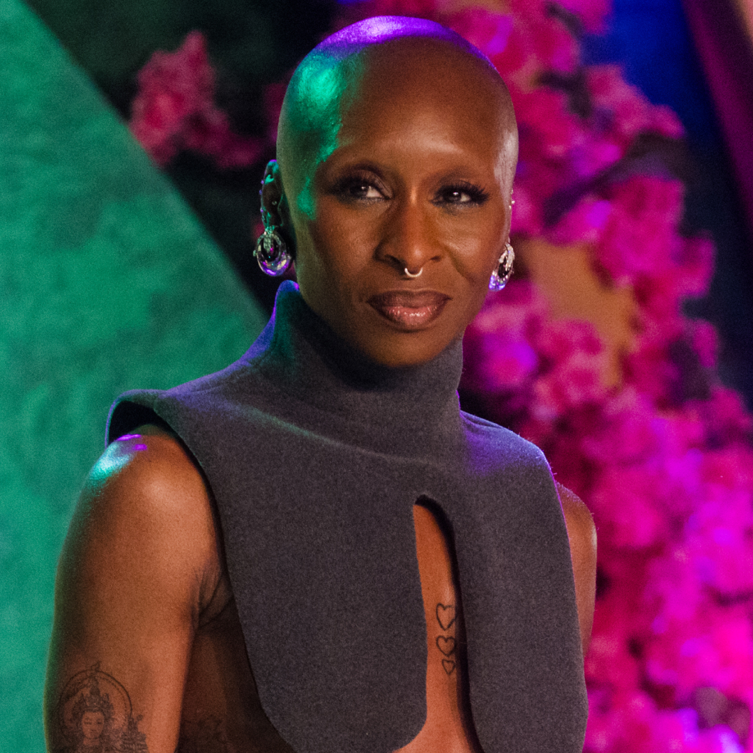 Cynthia Erivo attended the Wicked: For Good premiere in Brazil wearing a structural, drop-waist skirt set from Jean Paul Gaultier