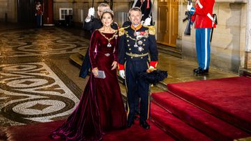 Princess Mary makes an appearance in velvet off the shoulder gown ...