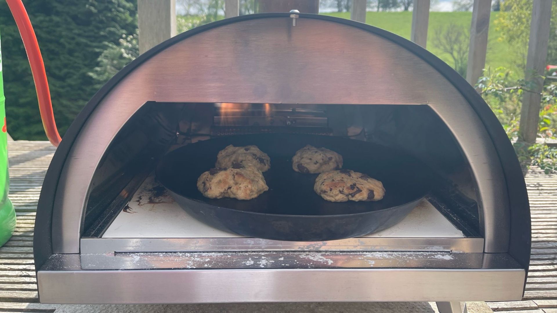 Cookies baking in the Woody Pizza Oven