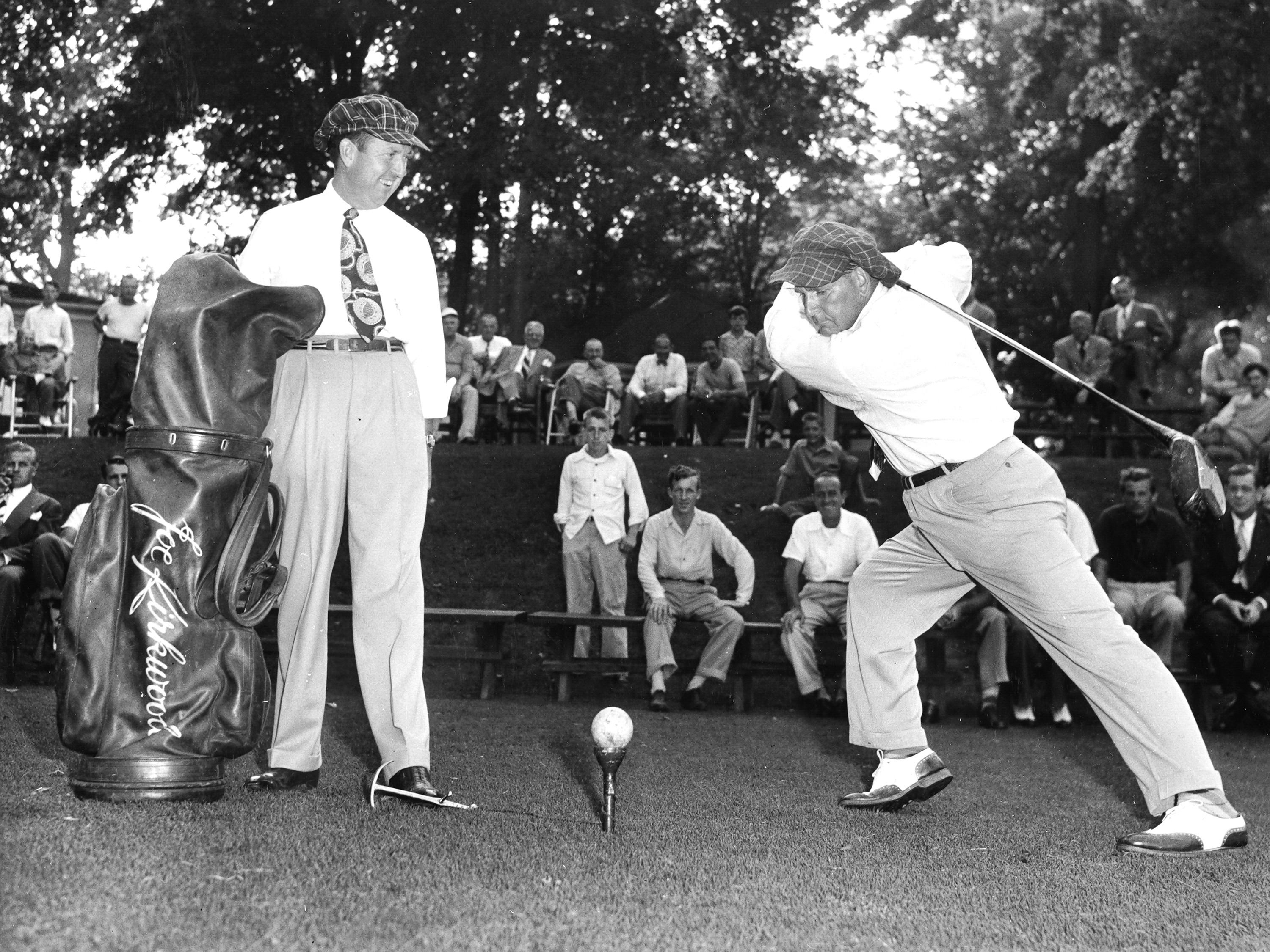 Joe Kirkwood Sr performing at one of his trick-shot exhibitions