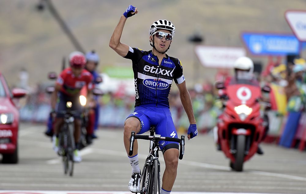 Gianluca Brambilla (Etixx-QuickStep) beats Quintana to the stage 15 victory