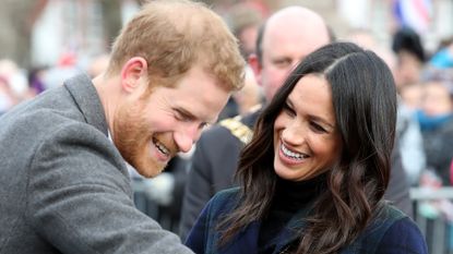 Prince Harry and Meghan Markle arrive to Edinburgh Castle on February 13, 2018 in Edinburgh, Scotland. 