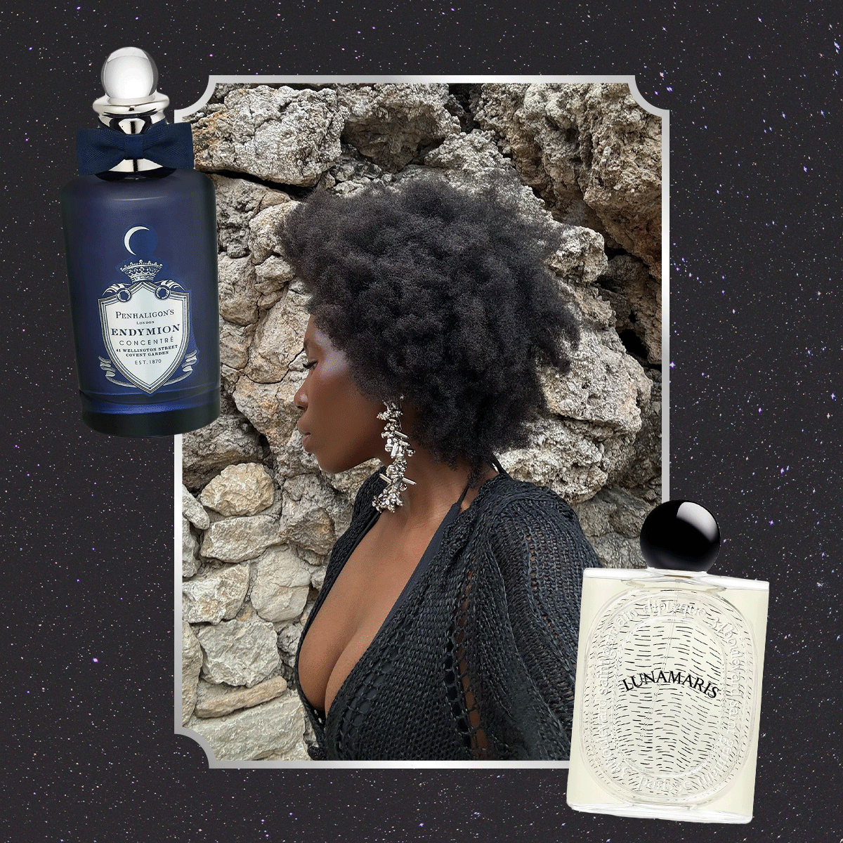 Danielle Jinadu, Allison Ho, and Megan Adelaide Vega with a selection of fragrances