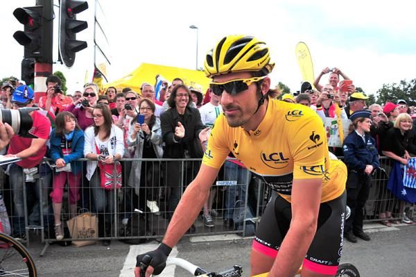 Tour de France leader Fabian Cancellara prior to the start of stage 1.