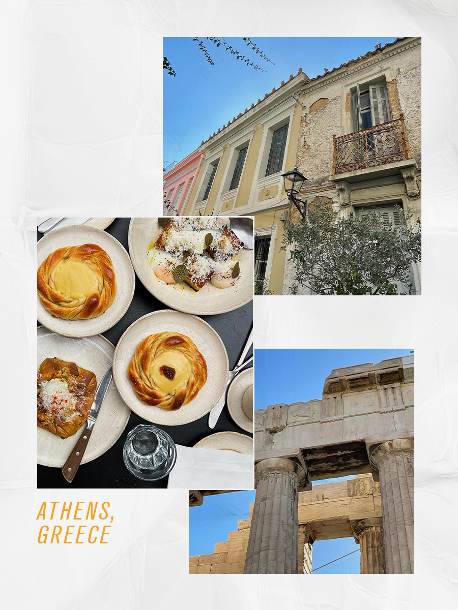 a collage of images featuring travel to Athens, Greece